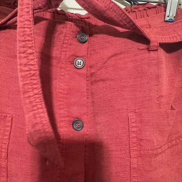 C&C California Womens Skirt Size M Rust Red Linen Blend Button Front Tie Waist - Picture 3 of 5